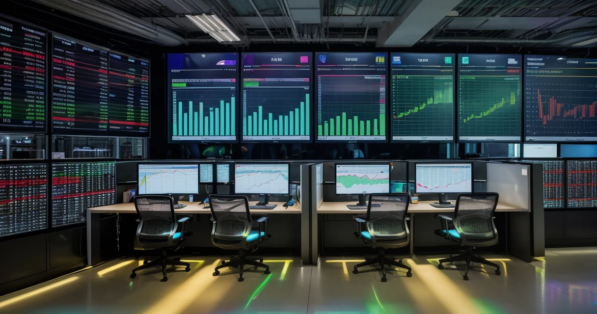 Holographic trading floor with financial charts representing platform selection.