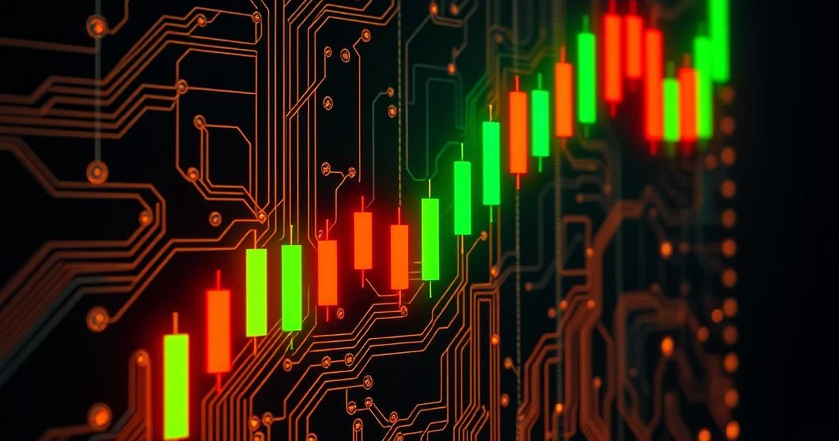 A green data cable connects a TradingView chart on a laptop to a broker trading terminal.